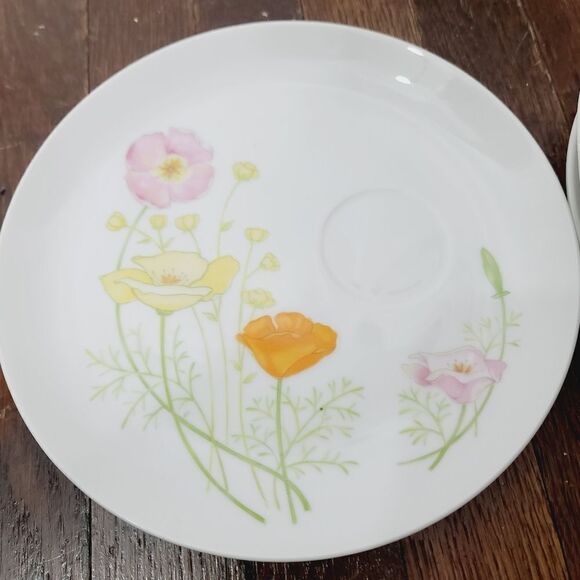 Vintage MCM Mid Century Modern Japan Pastel Flower Plate Set of 8 - Picture 2 of 14